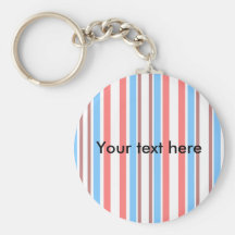 Modern brown blue stripes on white keychains