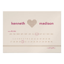 Modern Calender Moveable Marker Save the Date Card Personalised Invitations