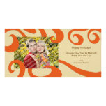 Modern Christmas Swirls Photo Card- Orange
