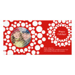 Modern Christmas Wreath Photo Card - Red & White