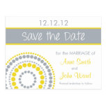 Modern Circles Save the Date - Yellow & Grey Postcard