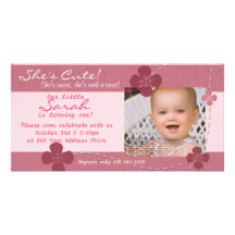 Modern Cutie Birthday Invitation with Flowers Customised Photo Card