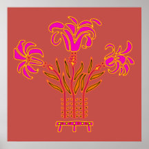 Modern floral Art Nouveau flowers popart style Print