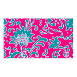Modern Floral Retro Design Pink Blue White Business Card Template
