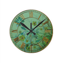 Modern Floral Sea Green Clocks