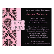 Modern French Damask Bridal Shower Invitations