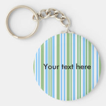 Modern green and blue stripes on white keychain