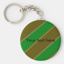 Modern green and gold diagonal stripes key chains