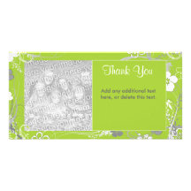 Modern Green and White Floral Photocard Personalised Photo Card