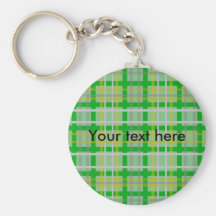Modern green gold and silver plaid keychains