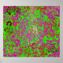 Modern green psychedelic on pink background posters