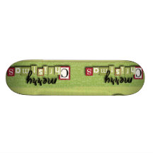 modern green red Ornaments snowflakes christmas Skateboards