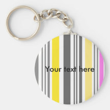 Modern grey yellow pink stripes keychains