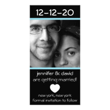 Modern Heart Save The Dates (Pale Blue) Personalised Photo Card