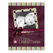 Modern Merry Christmas Polka Dots Postcard