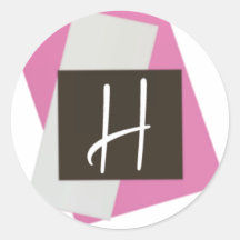 Modern Monogram Round Stickers