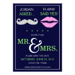 Modern Moustache Lips Mr. & Mrs. Save the Date Custom Announcements