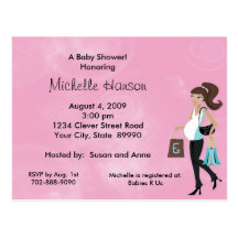 Modern Mum Pink Baby Shower Invitation Post Cards