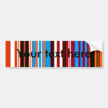 Modern orange red and blue stripes bumper sticker
