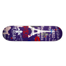 Modern Paris French black collage Skate Deck