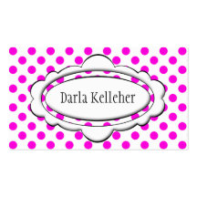 Modern Pink and White Polka Dot Business Cards