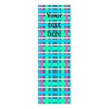 Modern pink blue and green plaid business card template
