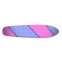 Modern pink blue diagonal stripes skate board
