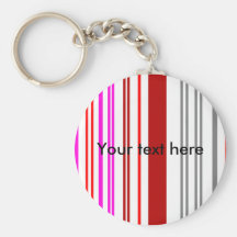 Modern pink red and grey stripes keychain