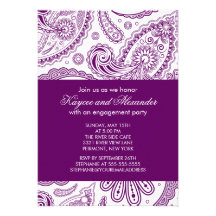 Modern Purple Paisley Engagement Party Invitations