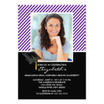 Modern Purple Stripe Graduation Party Announcement