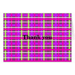 Modern purple yellow and pink plaid greeting card
