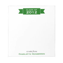 Modern ribbon green banner class year student notepads