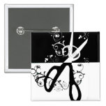 Modern Scissors Fashion Artists Hair Salons Pinback Button