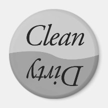 Modern Silver Clean or Dirty Dishes Magnets