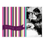 Modern Stripes Wedding Thank You Photo Postcard