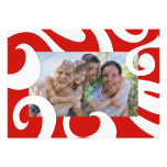 Modern Swirls Christmas Photo Flat Card - Red Personalised Announcements