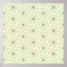 Modern Teal and Yellow Swirl Pattern Posters