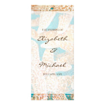 Modern Teal Starfish Wedding Program Personalized Rack Card