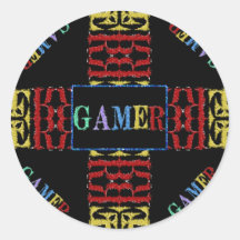 Modern Video Gamer Mosaic Round Stickers