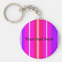 Modern violet white and pink stripes keychain