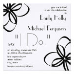 Modern Wedding Invite - Black & White With Flowers