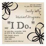 Modern Wedding Invite - Tan & Black I Do & Flowers