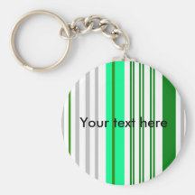 Modern white green and grey stripes key chain