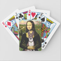 Mona Lisa and her Basenji (brindle-white) playing cards