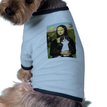 Mona Lisa - black and white cat Dog Tee