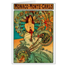 Monaco Monte Carlo Art Nouveau Card