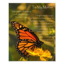 Monarch Butterfly "Proverbs 31:6" Mother Thank You Photographic Print