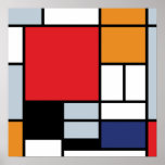 Mondrian - Composition With Large Red Plane Posters