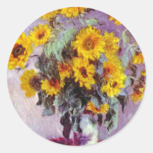 Monet Sunflowers Round Sticker