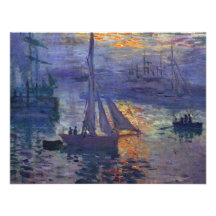 Monet sunrise at sea sailboat painting boating art personalized announcement